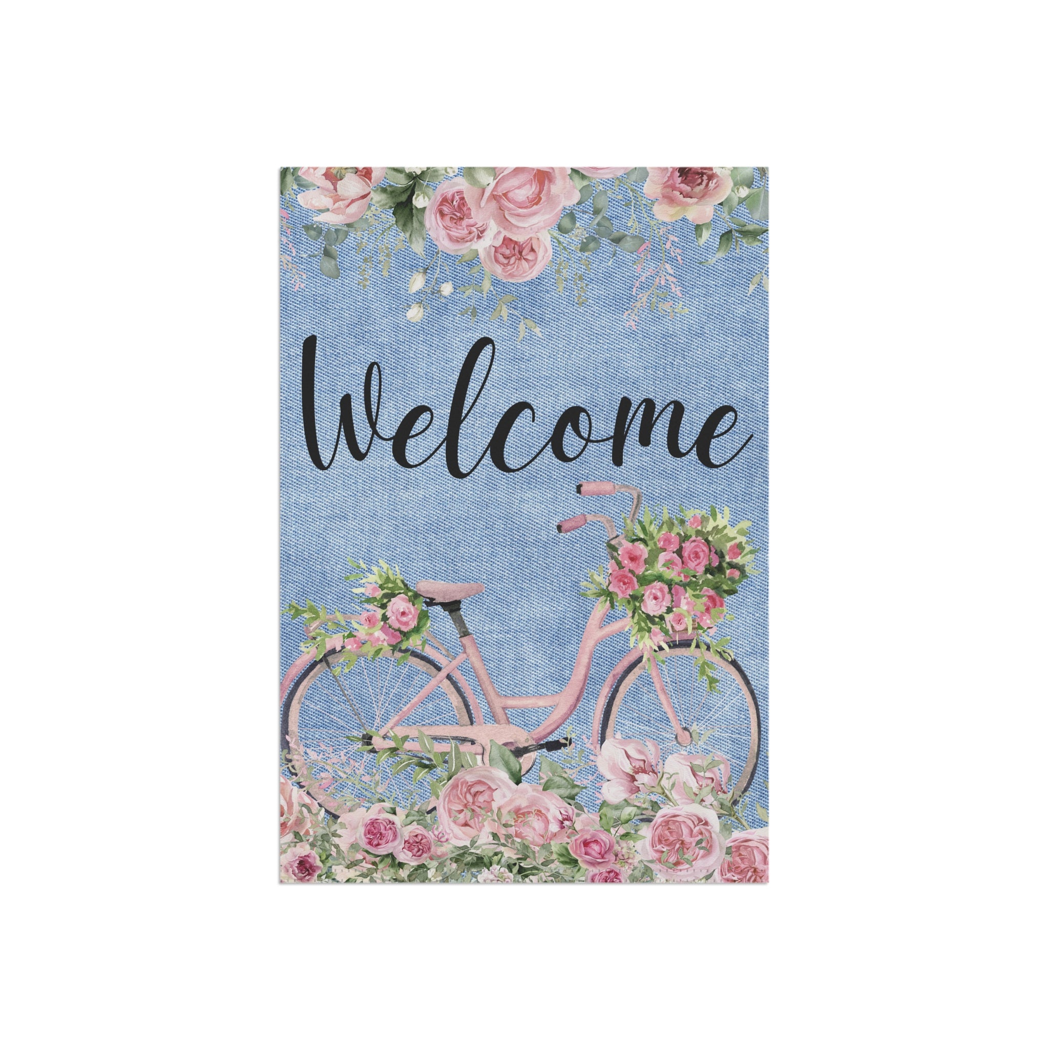 Welcome Floral Bicycle Garden Flag