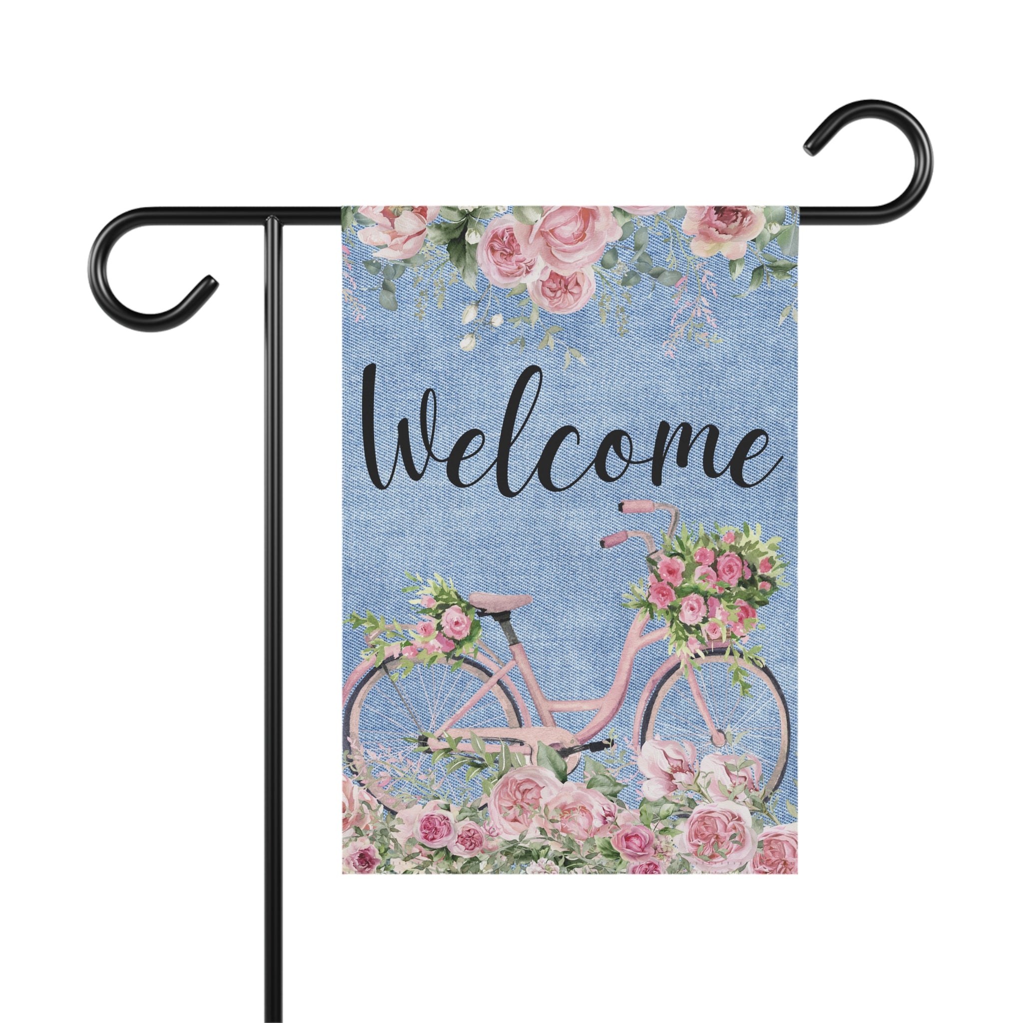 Welcome Floral Bicycle Garden Flag