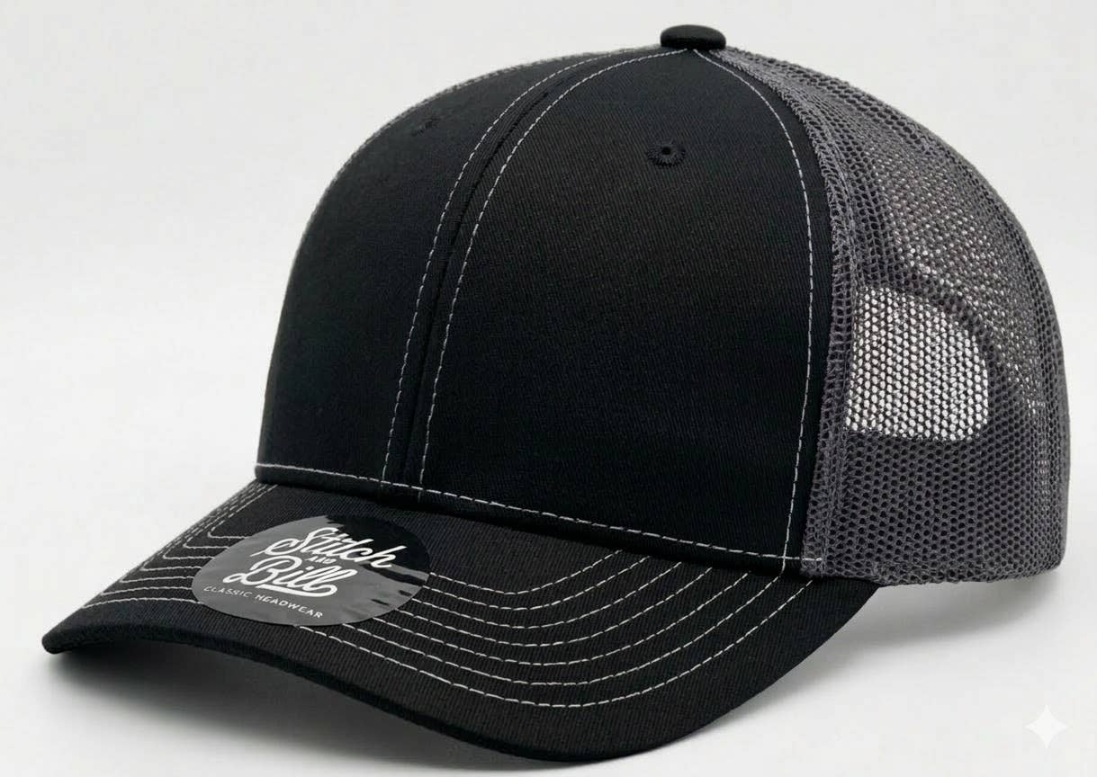 Trucker Adjustable Baseball Cap Premium Quality Men Women: Navy-White