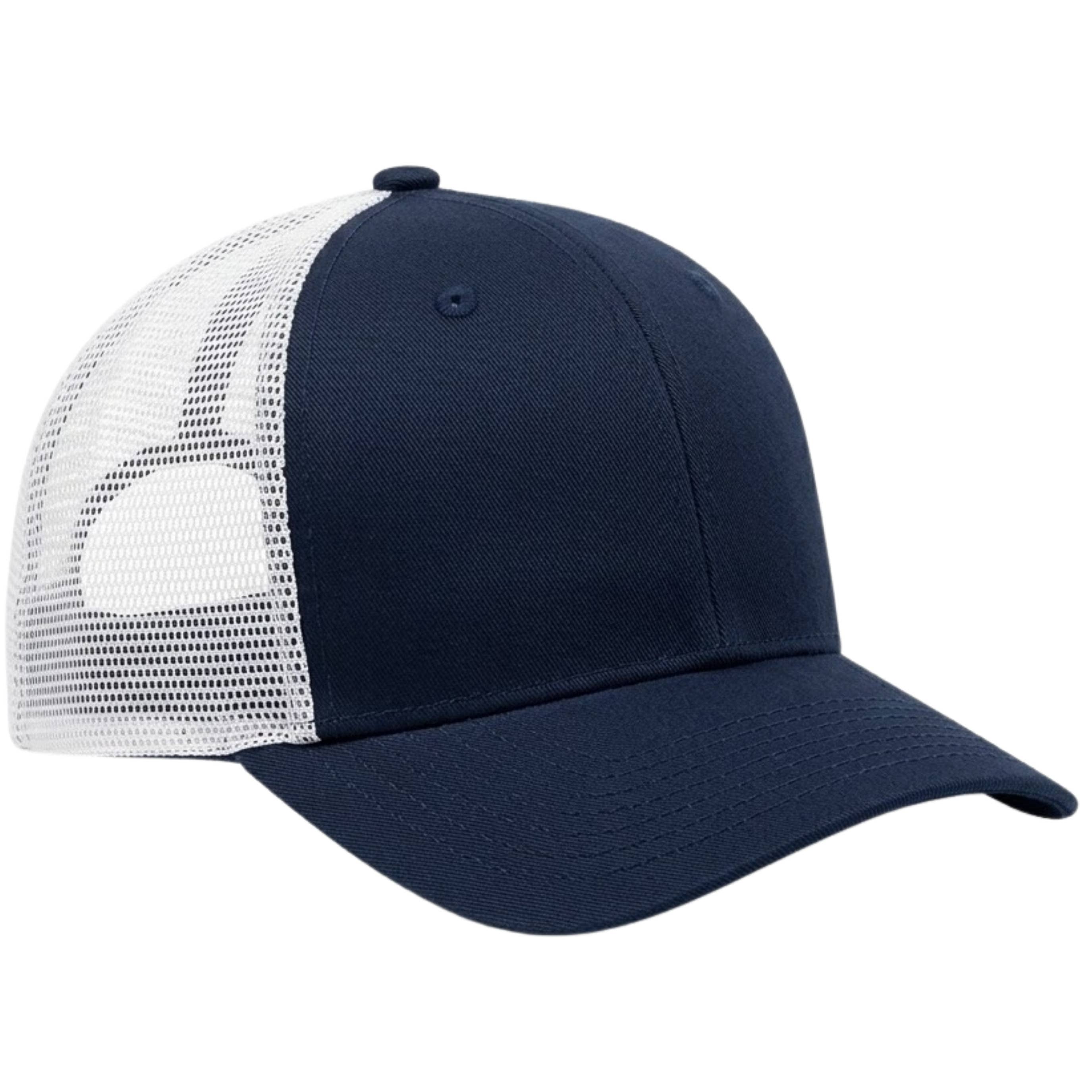 Trucker Adjustable Baseball Cap Premium Quality Men Women: Navy-White