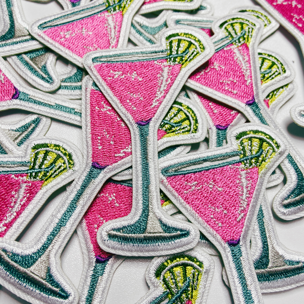 3"  Pink Cocktail  - Embroidered Hat Patch: QTY 1