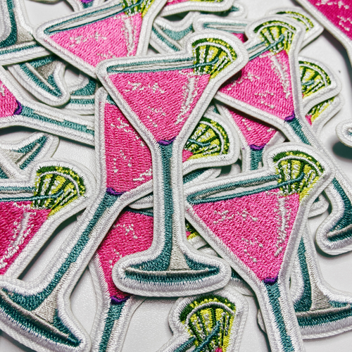 3"  Pink Cocktail  - Embroidered Hat Patch: QTY 1