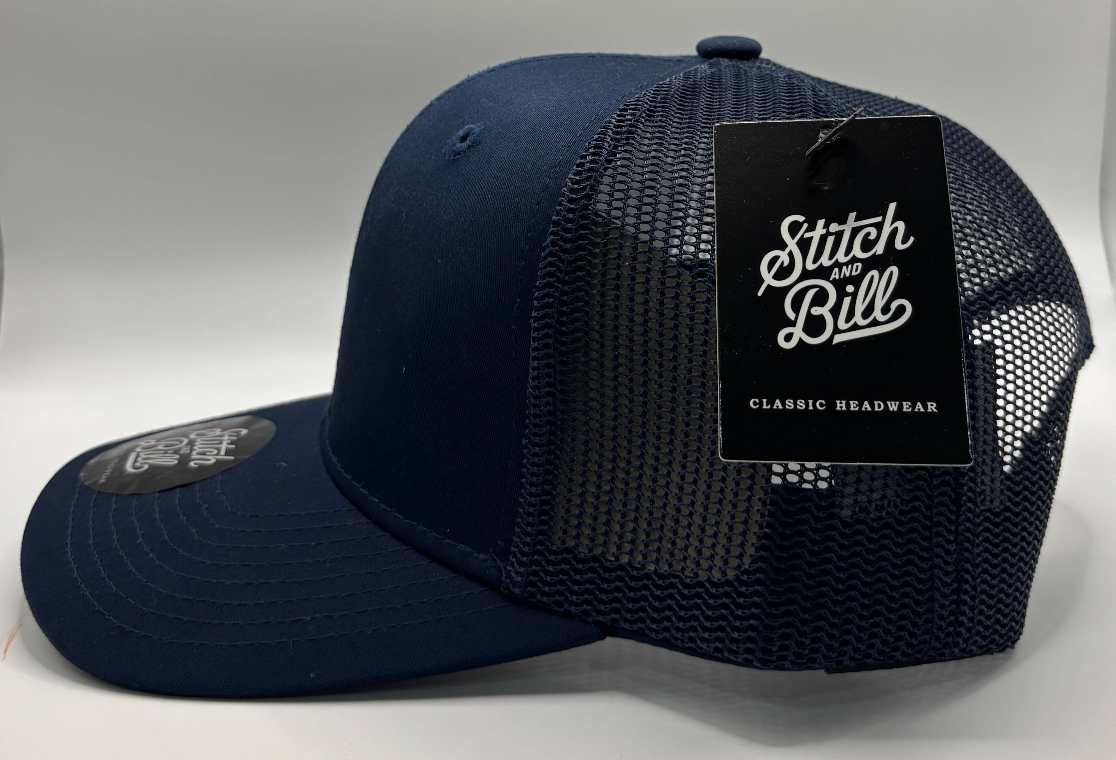 Trucker Adjustable Baseball Cap Premium Quality Men Women: Navy-White