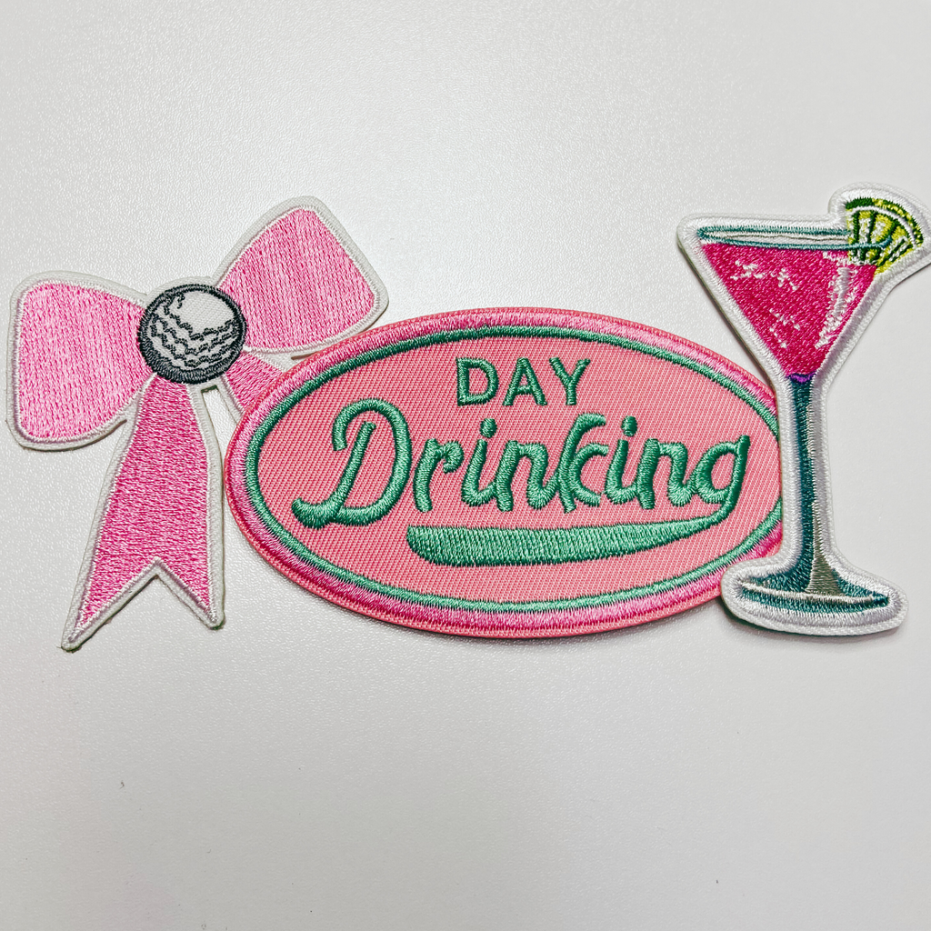 3"  Pink Cocktail  - Embroidered Hat Patch: QTY 1