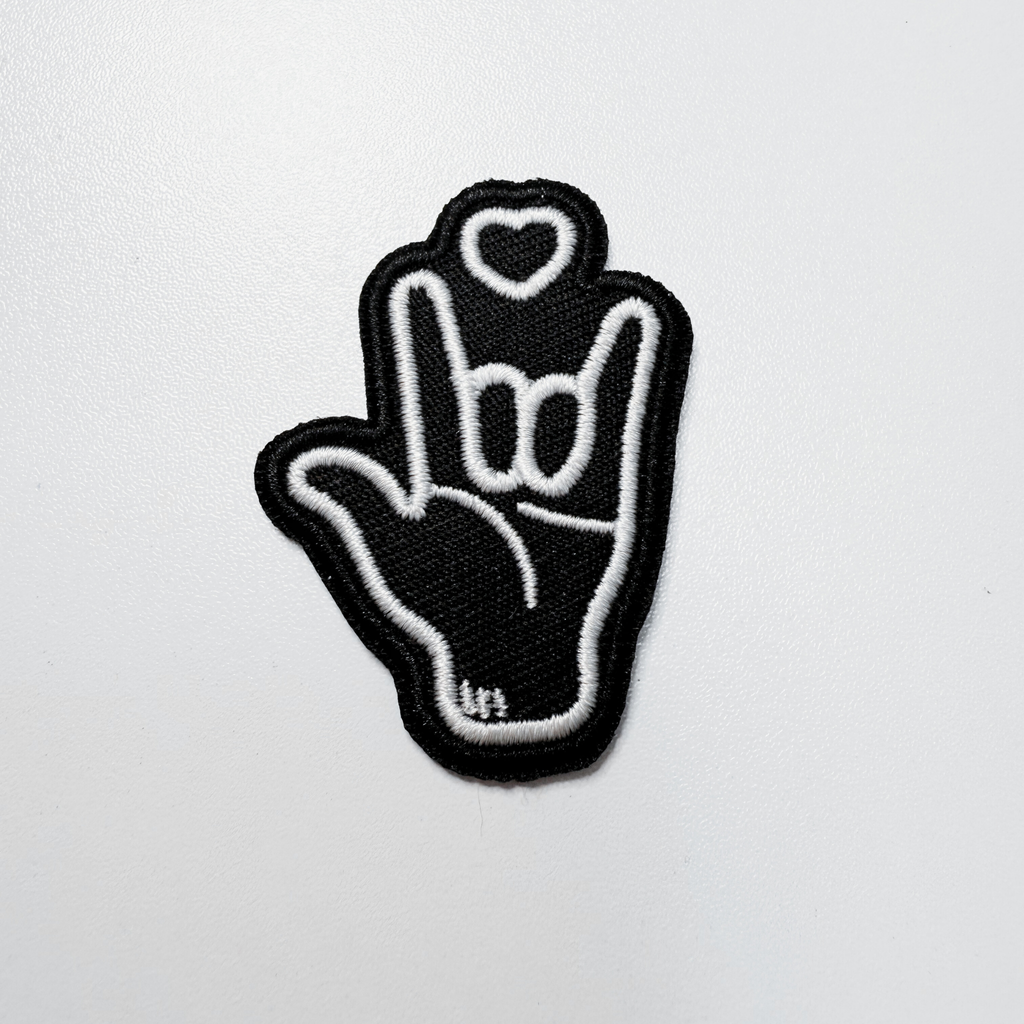2" I love you, ASL - Embroidered Hat Patch: QTY 1