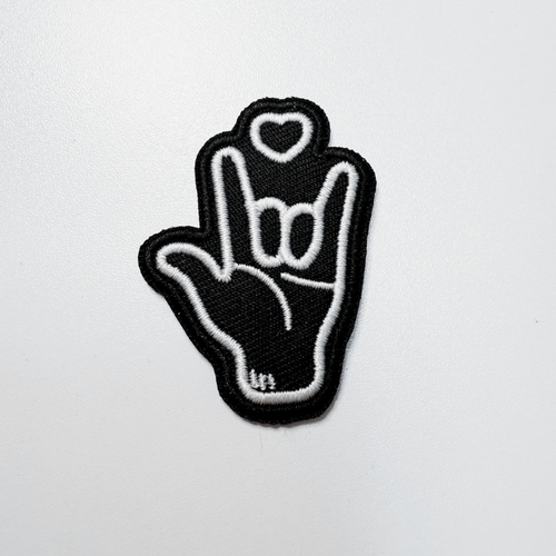 2" I love you, ASL - Embroidered Hat Patch: QTY 1