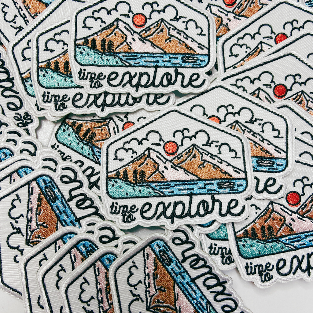 3" Time to EXPLORE - Embroidered Hat Patch: Embroidered Patch