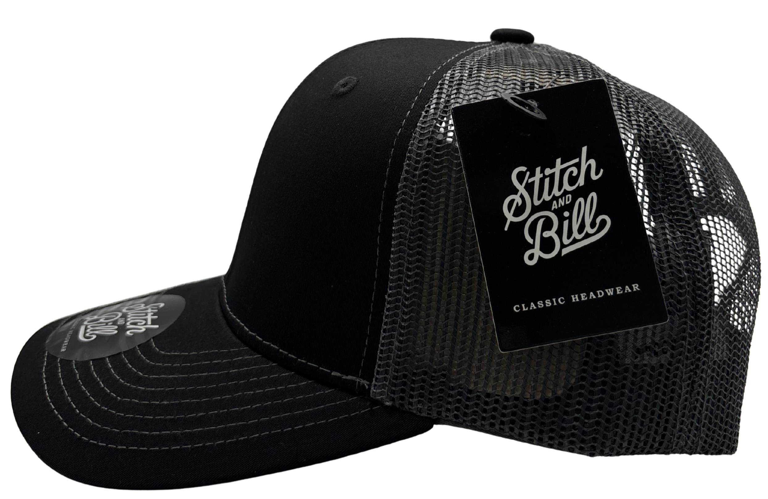 Trucker Adjustable Baseball Cap Premium Quality Men Women: Black-White
