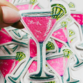 3"  Pink Cocktail  - Embroidered Hat Patch: QTY 1