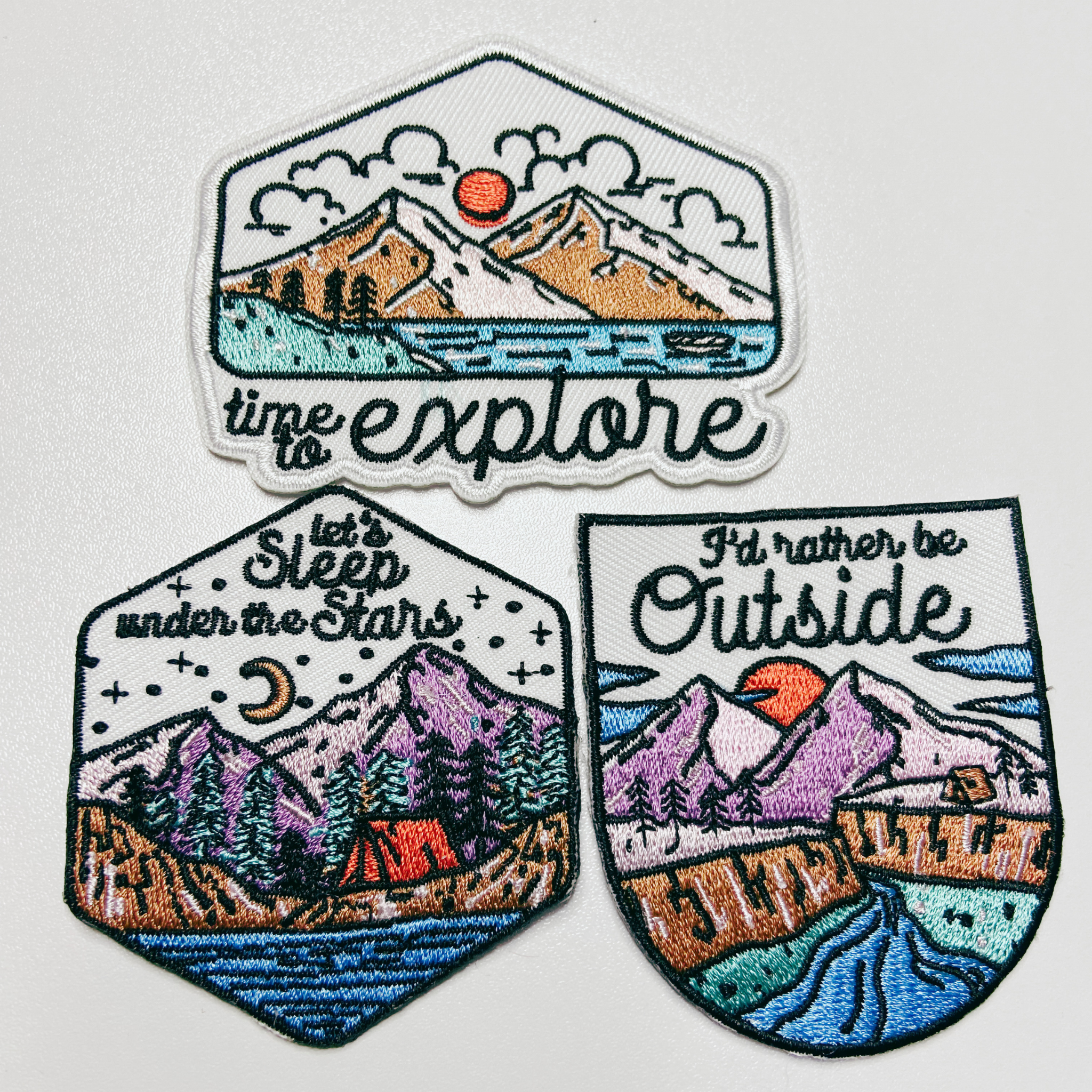 3" Time to EXPLORE - Embroidered Hat Patch: Embroidered Patch
