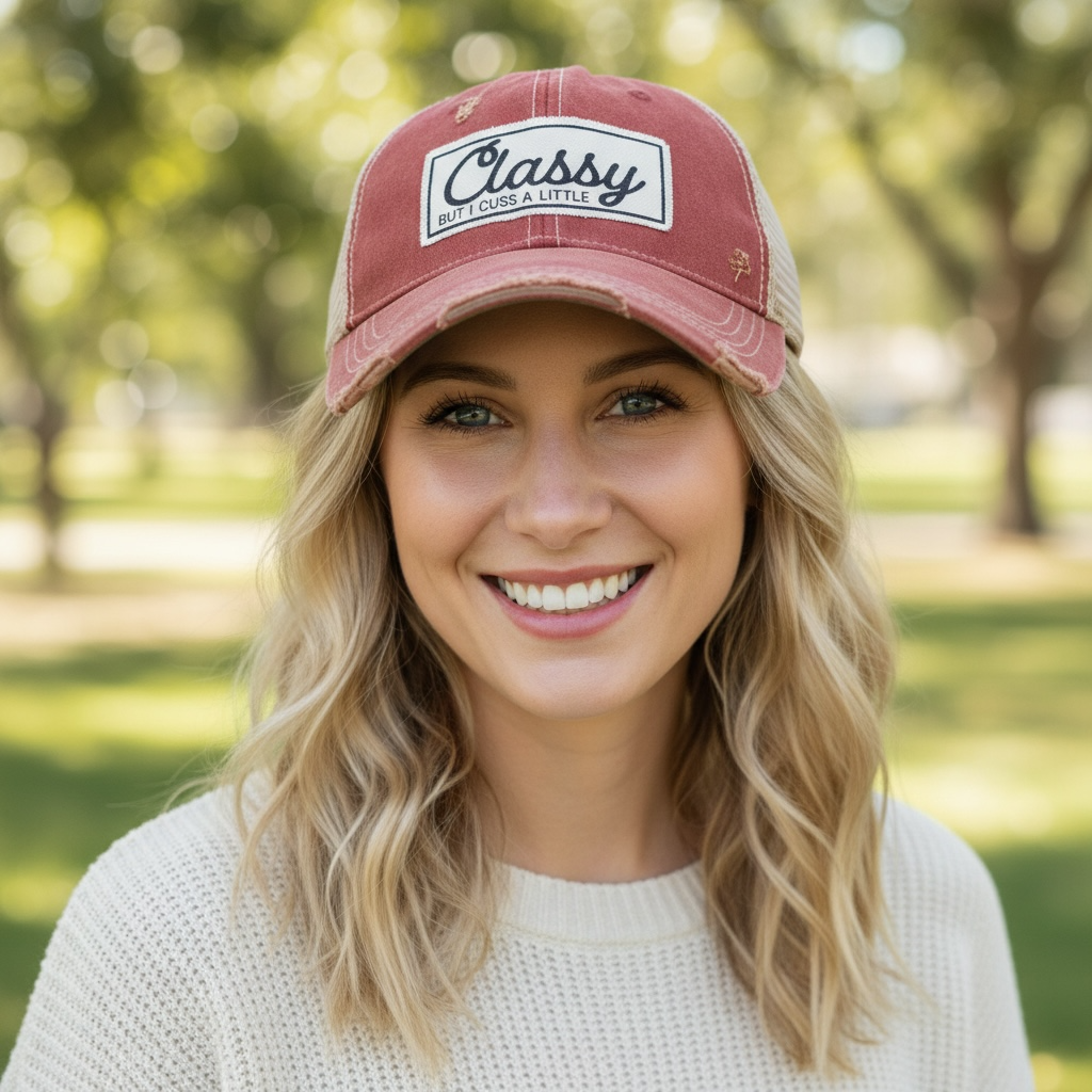 Classy But I Cuss A Little Distressed Trucker Cap
